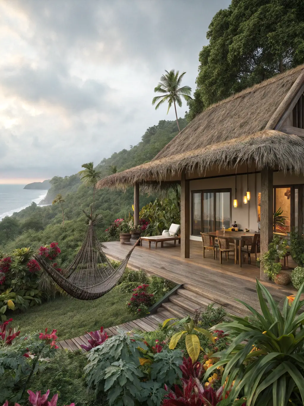 A luxurious pool villa in Phuket with an infinity pool overlooking the Andaman Sea at sunset, showcasing the ultimate in tropical luxury.